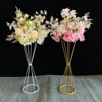 80CM 60CM Flower Vases Gold  White Flower Stands Metal Road Lead Wedding Centerpiece Flowers Rack For Event Party Decoration