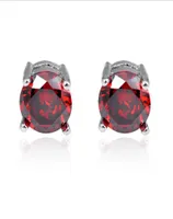 12 Pairs Luckyshine Red Zircon Crystal Gems Silver Plated Stud Earrings Fashion Simple European Holiday gift Earrings Stud for Uni5589379