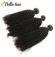 Kinkycurly brasilianische menschliche jungfräuliche haarbündelwebige Erweiterungen 3pcslot natürliche Farbe Little Curly Hairweft Bellahair9237262