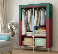Portable Closet Wardrobe Clothes Rack Bedroom Furniture Storage Organizer with Shelf Double Heightened Sturdy Garment Armoire