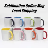 Lokallager -Sublimation Kaffeetasse Farbiger Griff 11oz Keramik -Trinkbecher A02