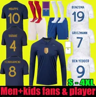 2022 Maillots de Football French Soccer Jersey 2023 Benzema Mbappe Griezmann Pogba 22 23 Francia Men Kids Kimpembe Fekir Kante Women Shirt Long Sleeve Jersey 3xl 4xl