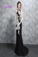 Robe de Soiree 2020 Mermiad Evening Long Dresses 보석 바닥 길이 아플리케 공식 이브닝 가운 Abendkleider6437800