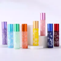 Storage Bottles 50pcs Essential Oil 10ml Colorful Printing Rollerball Perfume Refillable Empty Oils Vials
