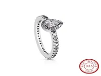 Anillo de diamantes de plata de plata real 925 con logotipo fit Pandora Style Radiant Teardrop Ring Jewelry for Women 196254cz7453299