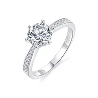 Classic Style 6 Claws Ring 1ct Moissanite Silver925 DEF VVS Round Brilliant Cut Moissanite