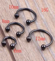 100pcs 126810123m Titanium Anodized Stainless Steel Black Circular Barbell Septum Piercing Balls Horseshoe Lip Nose Ring4974610