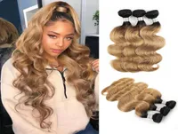 Brazylijska Virgin Body Wave Weave Firm Bundles Ombre Honey Blond Kolor 1B27 3 lub 4 Wiązki 1024 cala Remy Human Hair Extensons7896567