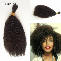 4b 4c Bulk Human Hair per intrecciare le estensioni dei capelli arcuati afro ricci peruviani nessun attaccamento fdshine