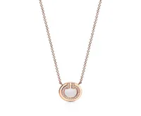 tiff sterling silver round double T pendant white motherofpearl red agate necklace feminine temperament allmatch 18K rose gold 2390691