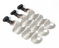 Extensions de cheveux vierges br￩siliennes 1b Gris 3 Poules de corps Coiffes humaines HEURS 3 pi￨ces un ensemble 1bgrey ombre Hair Products 1224inch2943032