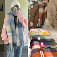 Dise￱ador Acn￩ Scarf Studios Rainbow Contrast Color de doble cara masculina y checker de lana de lana de mujer QCL9 WM