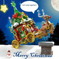 Kerstspeelgoed 648 stcs Tree Santa Claus Elk Bouwstenen Rendier Gingerbread House Figuur Bakstenen met LED -speelgoed voor kinderen Geschenken Y2211
