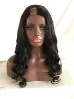 Sin procesar Virgen brasileña Cabello humano U Part Wigs Natural Wavs Human Hair Wigs Middle Side Upart Ninguno Peluca de encaje para Black WO7684876