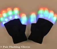 1PAIR KID Dorosły LED Flashing Magic Glove Blow in the Dark Toys Light Up Palce Tip