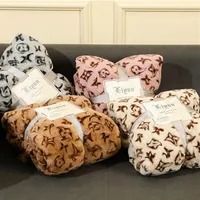 Blankets Designer letters leopard grain blanket imitation rabbit crystal velvet nap blankets double sofa blanket206S