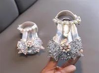 Ainyfu kızlar prenses ayakkabılar bebek düz payet inci yay sandalet çocuklar ayakkabı çocuk moda bling yumuşak çocuk dans partisi ayakkabı 22053