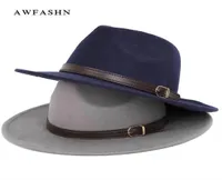 Top Vintage Wide Brim Hat Mens Pork Pie Hats Women039s Felt Hat Autumn Winter Men039s Hat Wool Luxury Woman Bone Large Size 8457260