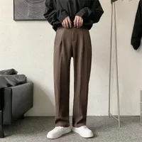 Mens Pants Brownblack Suit Erkekler Moda Topluluğu Kore Gevşek Düz Rahat Ofis Resmi Pantolonlar S3XL 221123