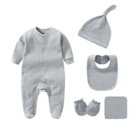 Clothing Sets Solid Pajamas PCS Newborn Cotton Romper Unisex Baby Girl Clothes Jumpsuit Spring Boy Ropa Bebe Autumn Y2211
