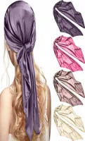 Beanies 90x90cm Fashion Silk Satin Hair Scarf Women Handkerchief Printed Female Square Head Bandana Small Neck muffler hijab lady 8200624