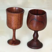 ワイングラス2PCS/ロットウッドゴブレットクラシックラウンド木製ガラスソリッドカップホームフィーチャー