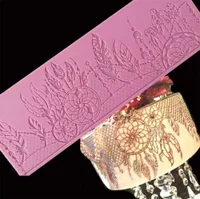 Minsunbak 깃털 레이스 매트 절묘한 케이크 레이스 실리콘 장식 곰팡이 설탕 공예 퐁당 곰팡이 220110
