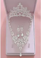 2019 Fashion Crystal Bridal Jewelry Sets Wedding Crown Earrings Necklace Cheap Wedding Bridal Hair Accessories Women Prom Bride Ti