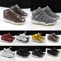 Chaussures gris gris 11s Black Boys Sneaker Grey 11 J Designer Basketball Cherry Trainers Baby Kid Youth Toddler Enfants Enfants Boy fille Big Space Jam M￩tallique