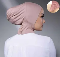 Beanies Modal Hijab With Bonnet Elastic Rope Cap Bubble Heavy Solid Color Inner Scarf Headband Stretch Hijab Cover Headwrap Turban