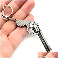 Keychains Lanyards 6cm Creative Keychain Men and Women Perifere Games Mini Model Toy Gun Alloy Keyring Groothandel Drop Delivery F DHRFA