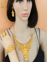 ANIID Ethiopia Dubai Luxury 24K Gold Plated Jewelry Set Choker Necklace Earring Ring For Women Wedding Indian African Jewellery 228654177