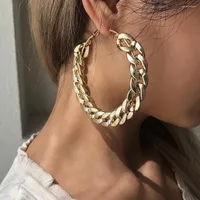 Hoop Earrings Big Round Ring Thick Chain Wild Creative Retro Exaggeration High-End Simple Banquet Party Birthday Gift Accessories