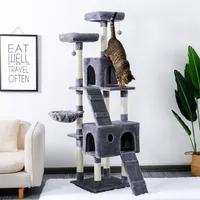 고양이 가구 스크래퍼 180cm 아늑한 퍼치 안정적인 등반 프레임 스크래치 보드 장난감 회색 베이지 220909247V