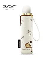 Olycat Cute Mini Umbrella Cat Ultralight Pocket Kids S Five Dobing Sun Protection Protone à prova de vento Rain Women 2202092456200