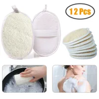 12 Pack Exfoliating Loofah Sponge Pads Natural Loofah Body Brush Bath Massage Spa Gloves Body Cleaning Tools Unisex Perfections