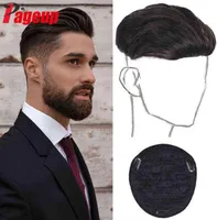 Page włosów Krótkie mężczyźni proste syntetyczne dla mężczyzn Realistyczna naturalna czarna symuluj ludzką skórę głowy S 220301