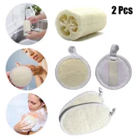 2Pcs Organic Loofah Spa Exfoliating Scrubber Bath Sponge Clean Body Removal Dead Skin Soap Massage Brush Perfections
