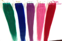 Venta de cinta recta sedosa Extensiones de cabello Mezcla Colores Pink Red Blue Purple Green Tape in Human Hair Tape en Hair8108851