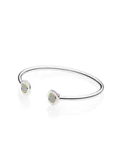 Authentic 925 Sterling Silver Cuff 18K Gold Bangle for Women Brand Logo fit Pandora Charm Beads Bracelet DIY Jewelry4231813