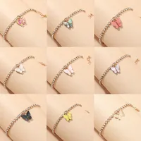 Link Bracelets Fashion Adjustable 6.2cm  19cm Butterfly Crystal Bracelet Bangle Bling Single Row Rhinestones For Women Gift Jewelry
