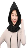 Beanies Unisex Winter Thick Hat Warm Ear Neck Protection Women Men 2 Layer Hooded Collar Removable Drawstring Cap5669865