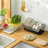 أدوات تخزين المطبخ تصريف رف الرف متعدد الأغراض مع تصميم صينية جوفاء قابلة للإزالة لأطباق الأطباق ملاعق أكواب