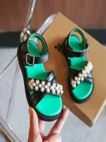 Ainyfu Summer Children039s Pearl Flat Tacs Zapatos Sandalias de diamantes de imitación Sandalias de baile Antislip Horts H36 H36
