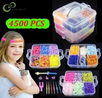 4500 st gummiband DIY Weaving Tool Box Creative Set Elastic Silicone Armband Kit Kids Toys for Children Girls Gift 2206088237755