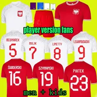 2022 Lewandowski Soccer Trikots Zuhause Away 22 23 rote weiße Grosicki Piszczek Milik Fußballhemden Polen Männer Kinderuniform Fans Spieler