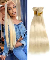 Indian Human Hair Extensions Straight Blonde Double Wefts 3 Bundles Virgin Hair Mink Weaves 830inch 613 Color Straight 6137379724