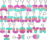 26 Letters Numbers Sensory Fidget Pop Bubble Poppers Key Ring Alphabet Shape Push Bubbles Popper Board Keychain Finger Puzzle Ch7918031