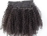 mongolian human virgin hair extensions with lacing cloth 9 pieces with 18 clips clip in hair kinky curly hair dark brown natural b9025175