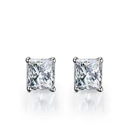 Luxury 10 ct Each Wedding Earrings Princess Cut Synthetic Diamond Earrings for Women 18K White Gold Plated Solid Silver PT950 Sta9881276